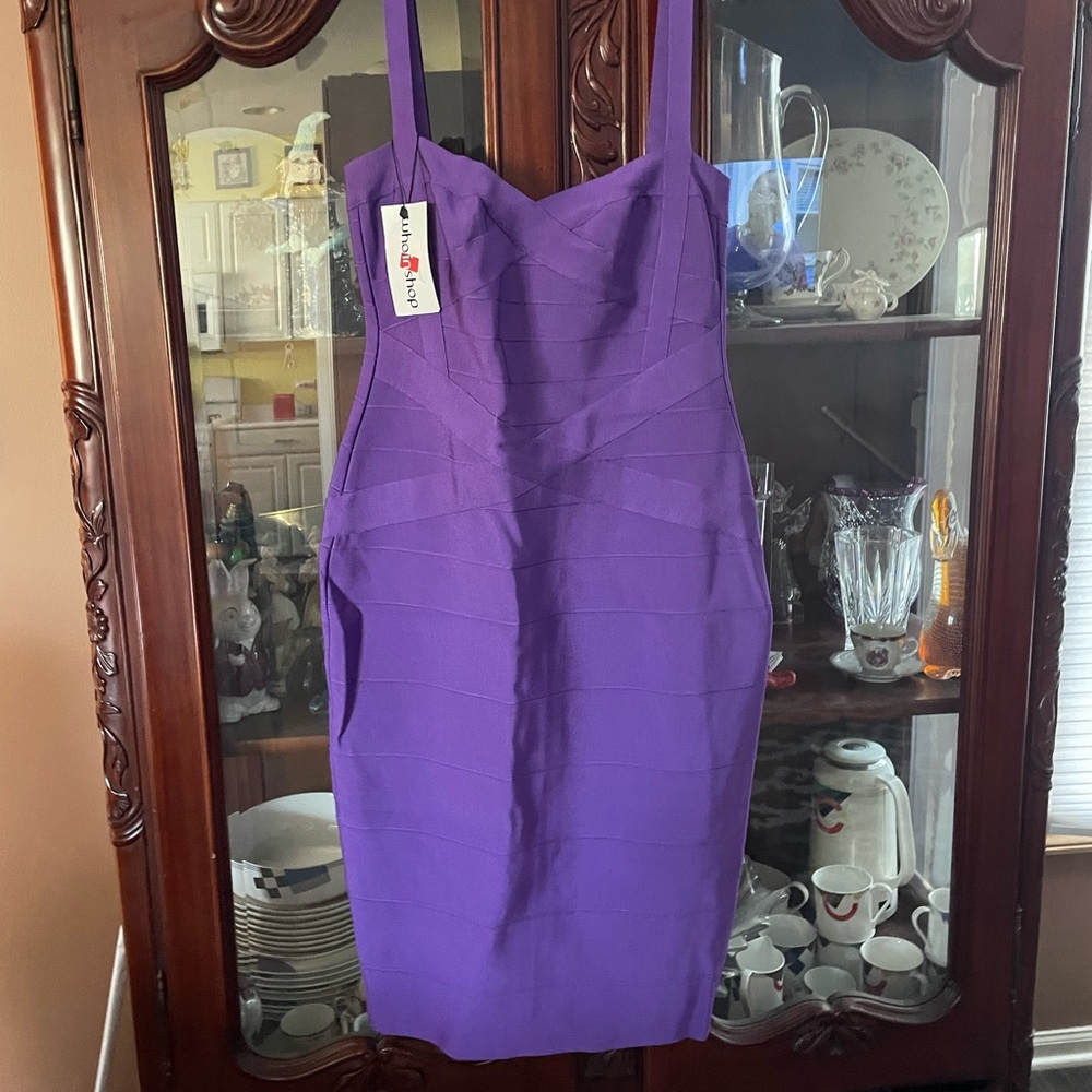 Herve Leger Vibrant Purple Dress. NWT